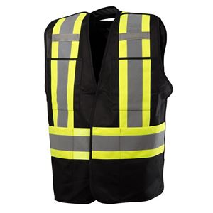 Picture of Five Point Tear-Away BLACK Safety Vest with Four Pockets